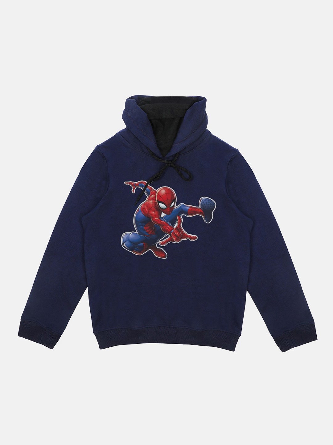 

Marvel by Wear Your Mind Boys Blue Red Printed Hooded Sweatshirt With Attached Face Cover