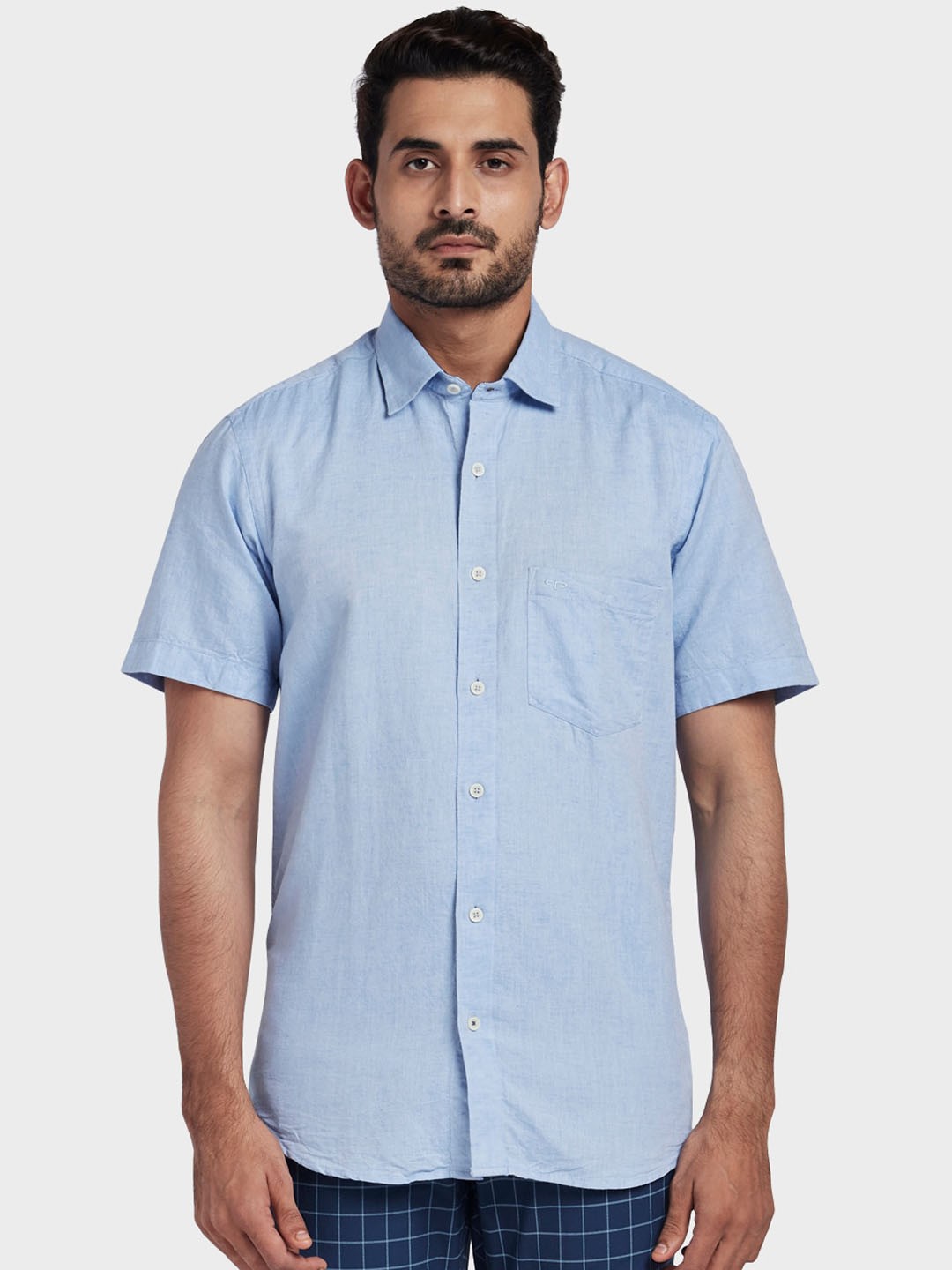

ColorPlus Men Blue Tailored Fit Solid Casual Shirt