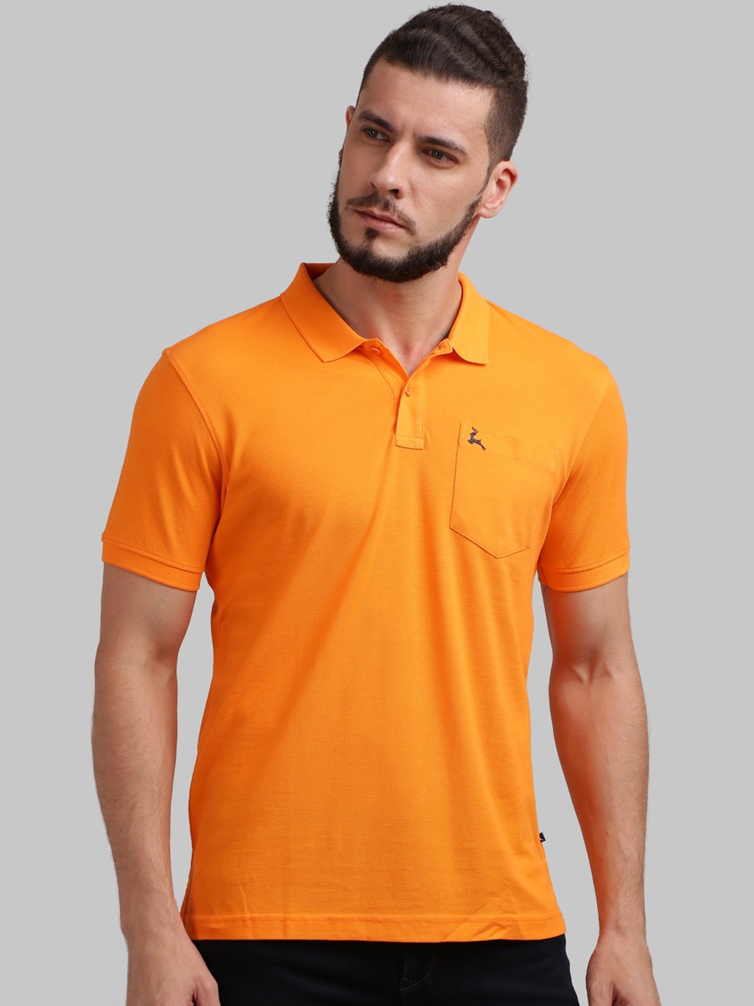 

Parx Men Orange Polo Collar Cotton T-shirt