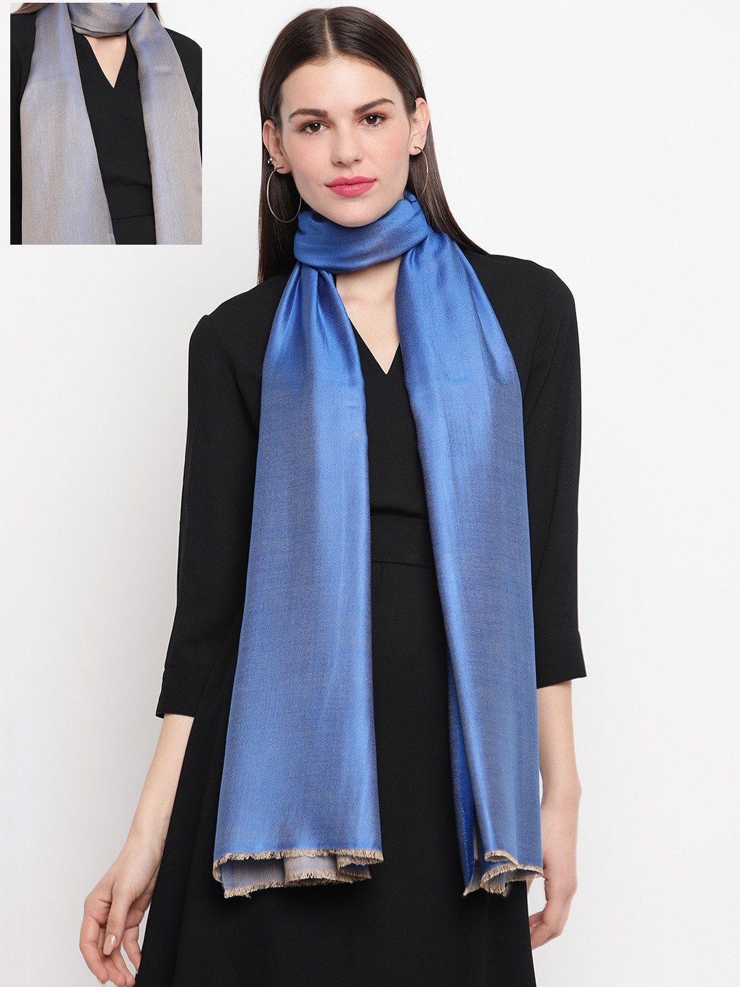 

Tossido Women Blue Solid Reversible Kashmiri Stole