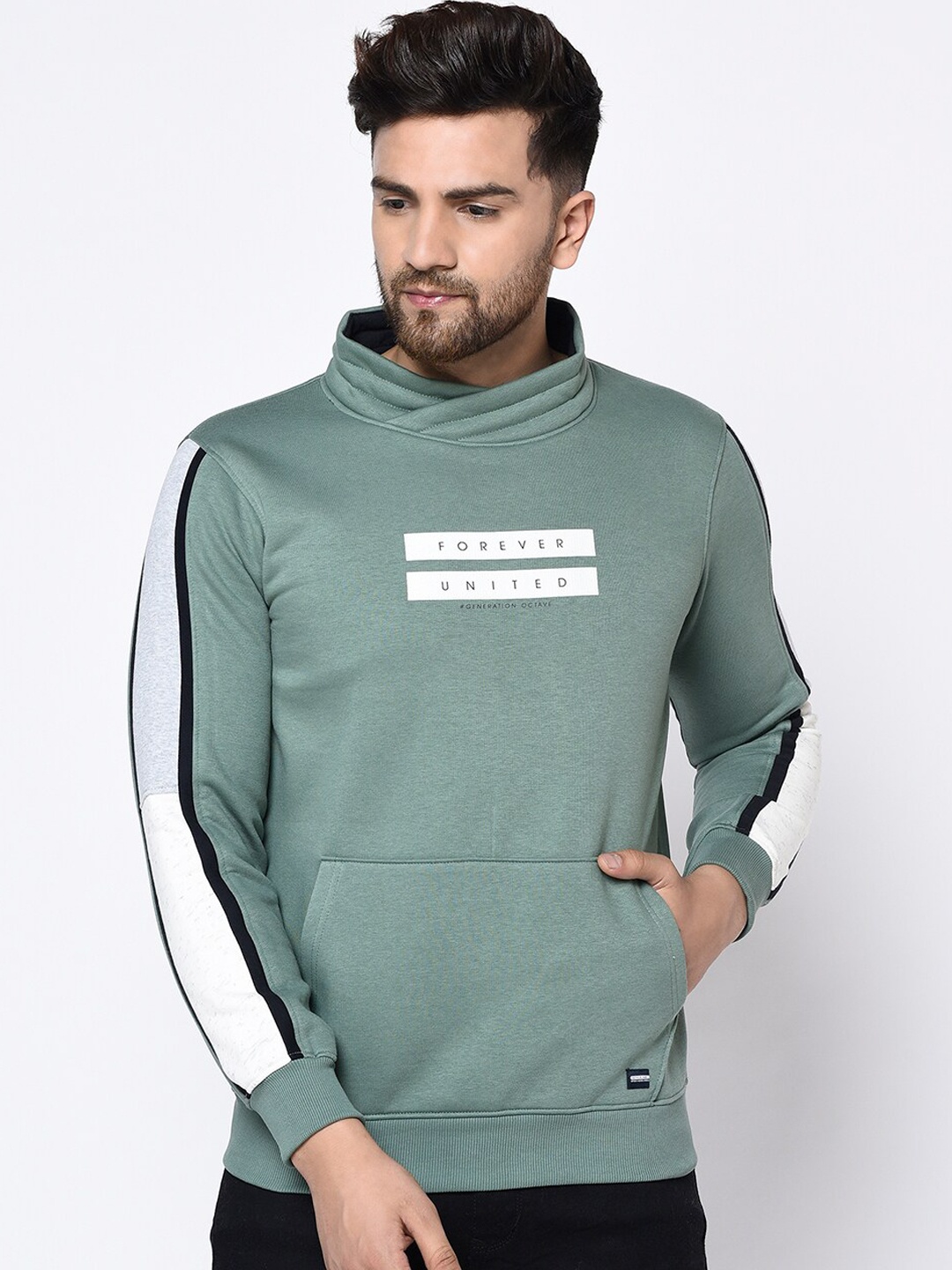 

Octave Men Green Printed Sweatshirt