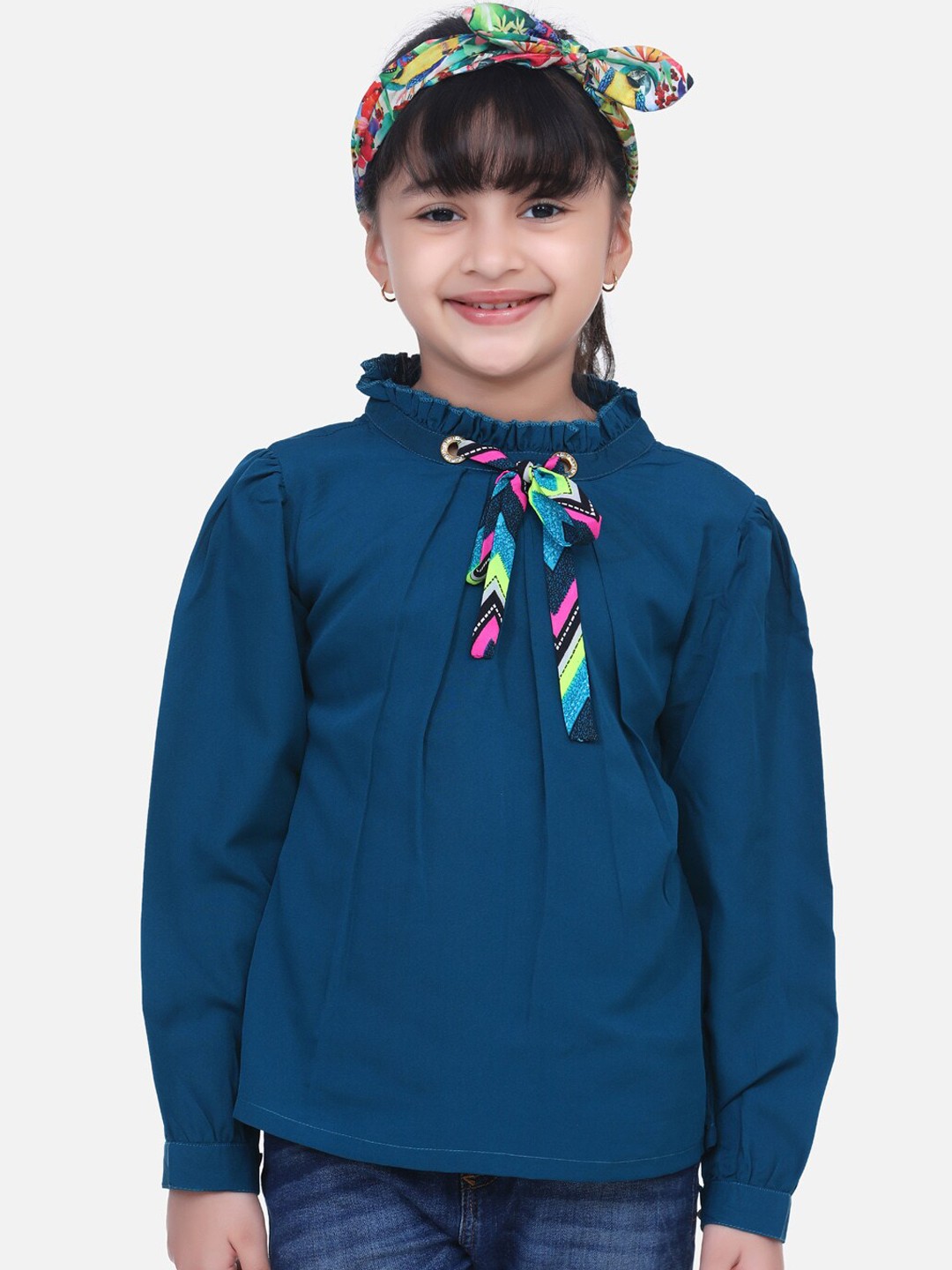 

Cutiekins Girls Navy Blue Solid Top