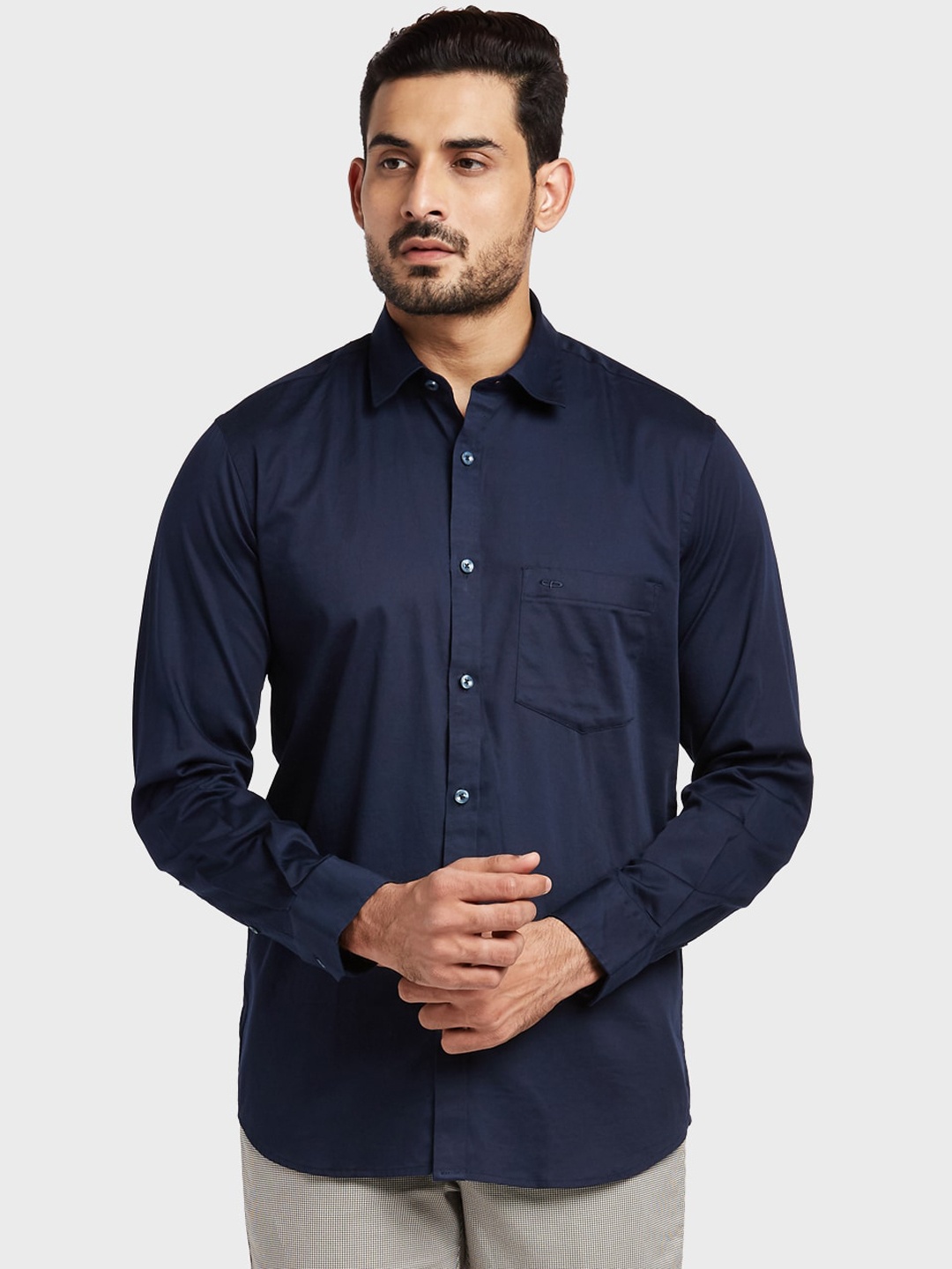 

ColorPlus Men Navy Blue Slim Fit Solid Casual Shirt