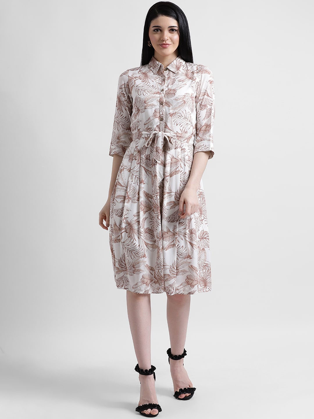 

Zink London Women White Printed Shirt Dress