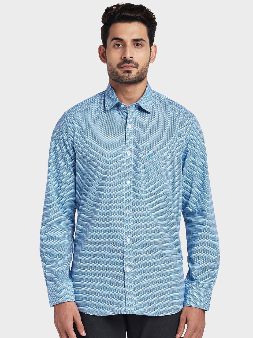 

ColorPlus Men Blue Tailored Fit Printed Casual Shirt