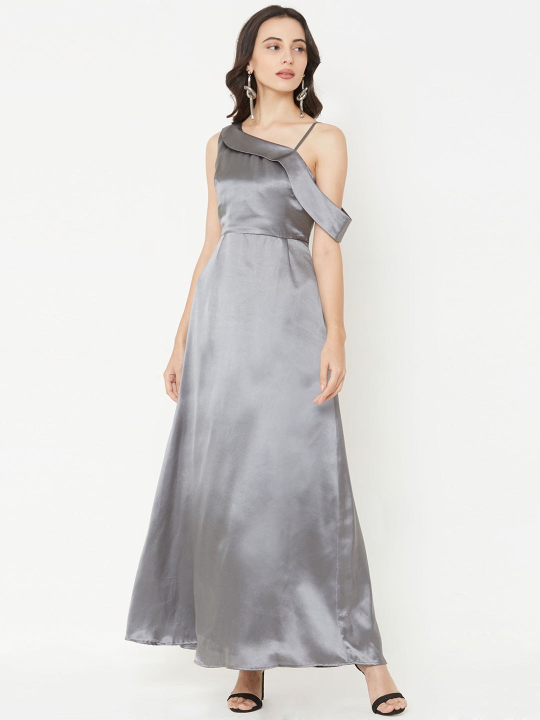 

MISH Women Grey Solid Maxi Dress