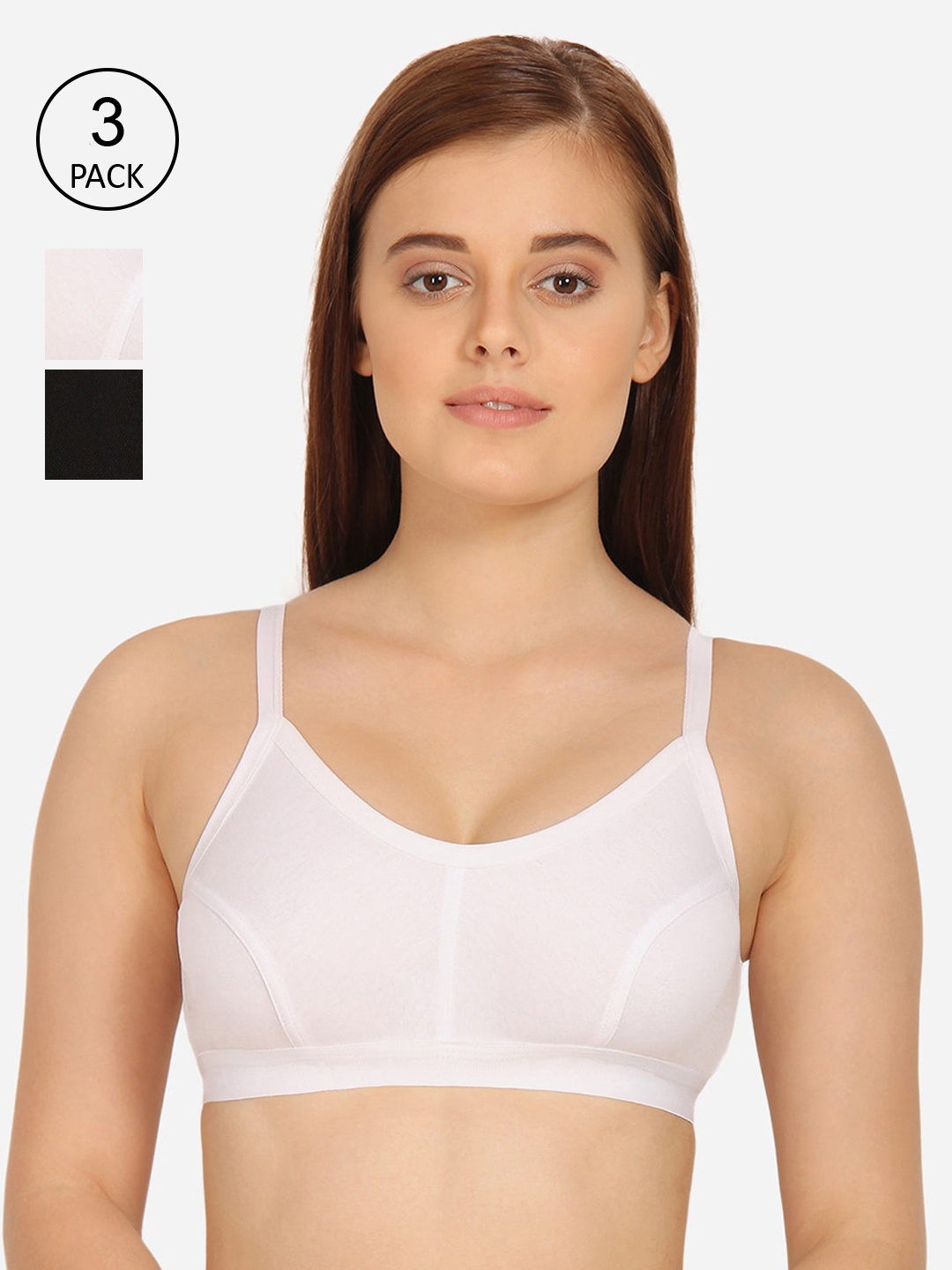 

Innocence Pack Of 3 Solid Non-Wired Non-Padded Everyday Bra BBAPLIN90256, Black