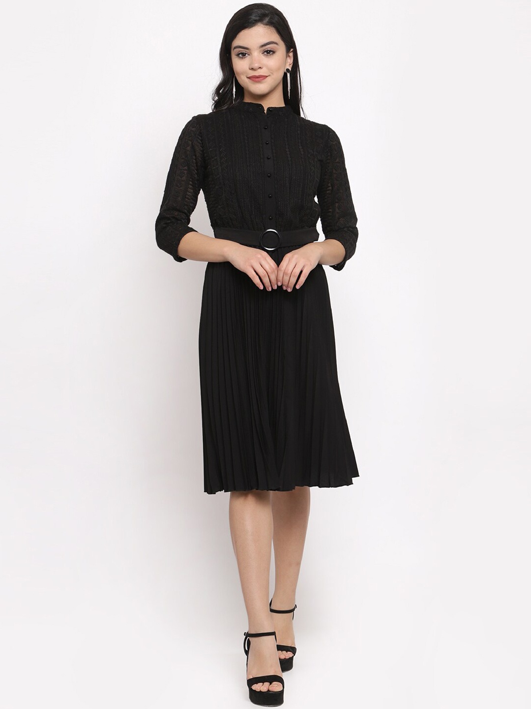 

KASSUALLY Women Black Solid A-Line Dress