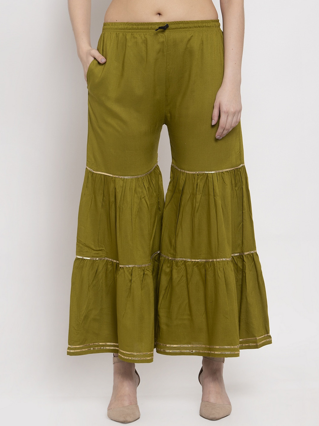 

Miaz Lifestyle Women Green Solid Flared Palazzos