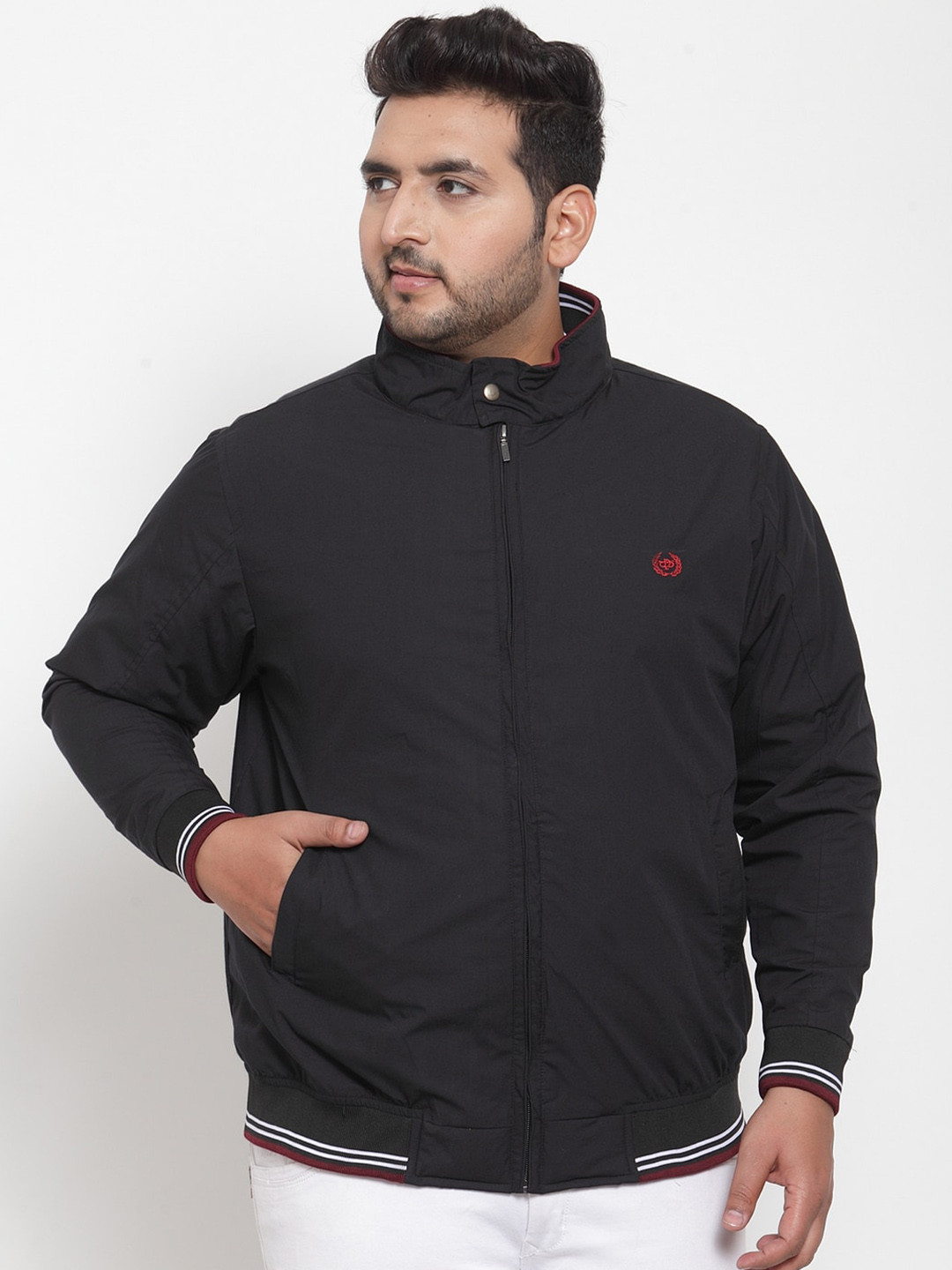 

plusS Men Black Solid Padded Jacket