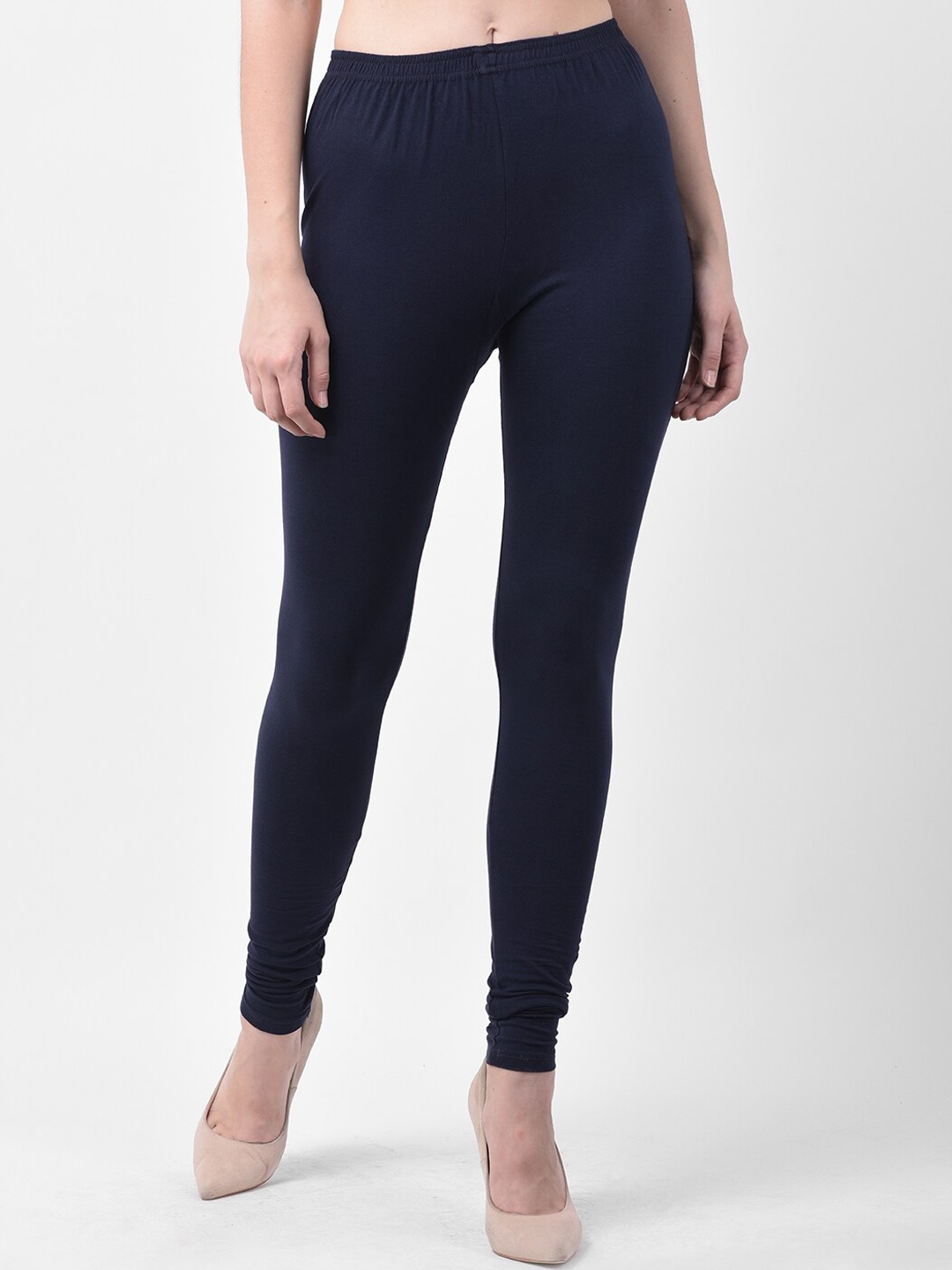

GRACIT Women Navy Solid Churidar-Length Leggings, Navy blue