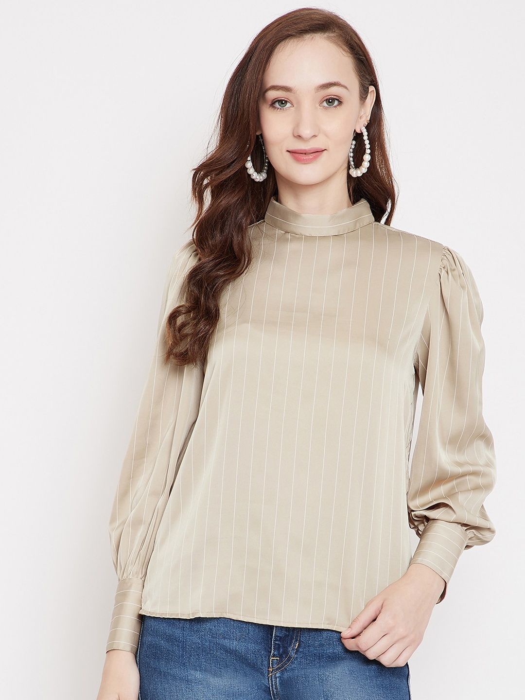 

Crimsoune Club Women Beige Striped Top