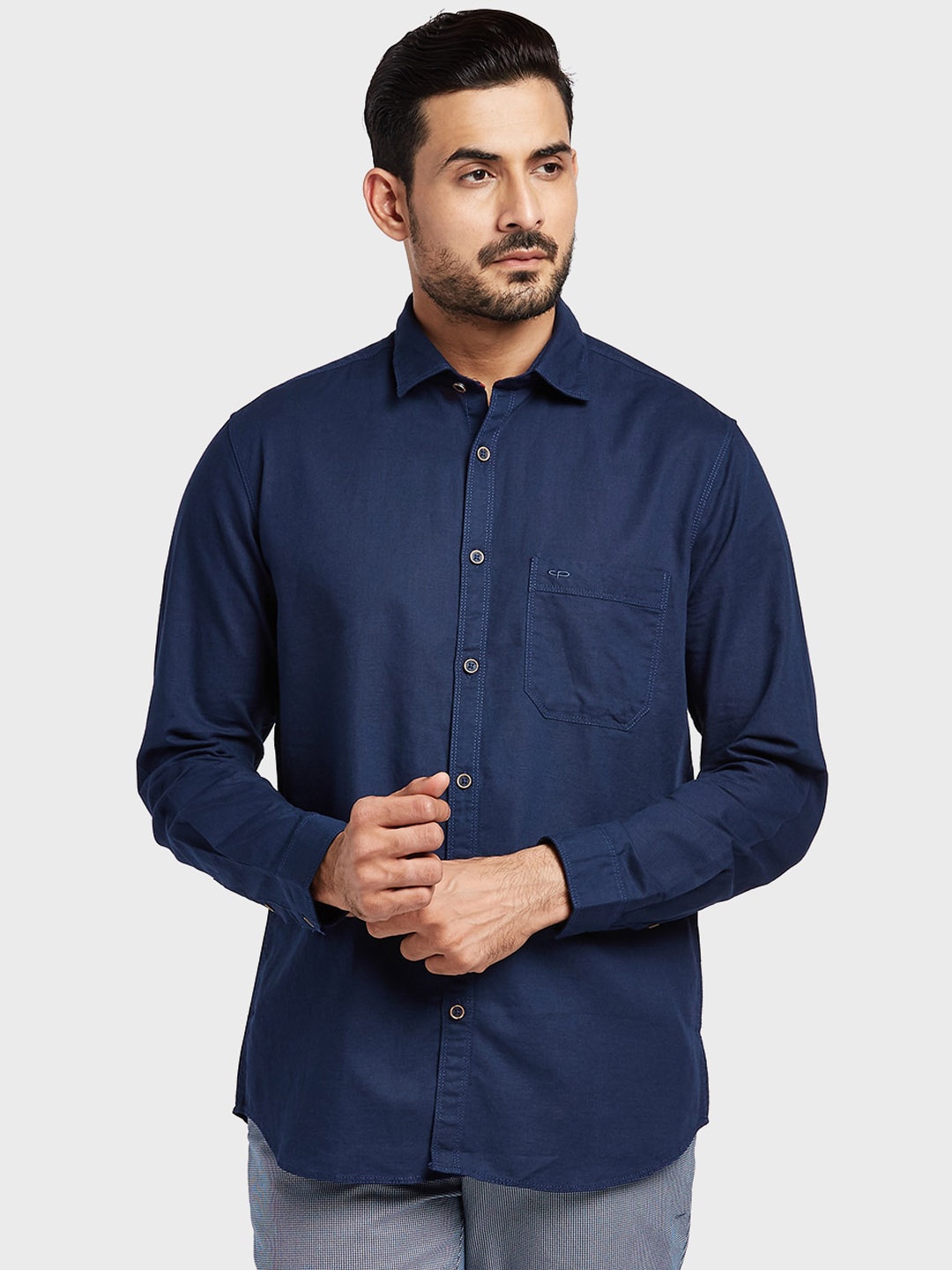 

ColorPlus Men Blue Tailored Fit Solid Casual Shirt