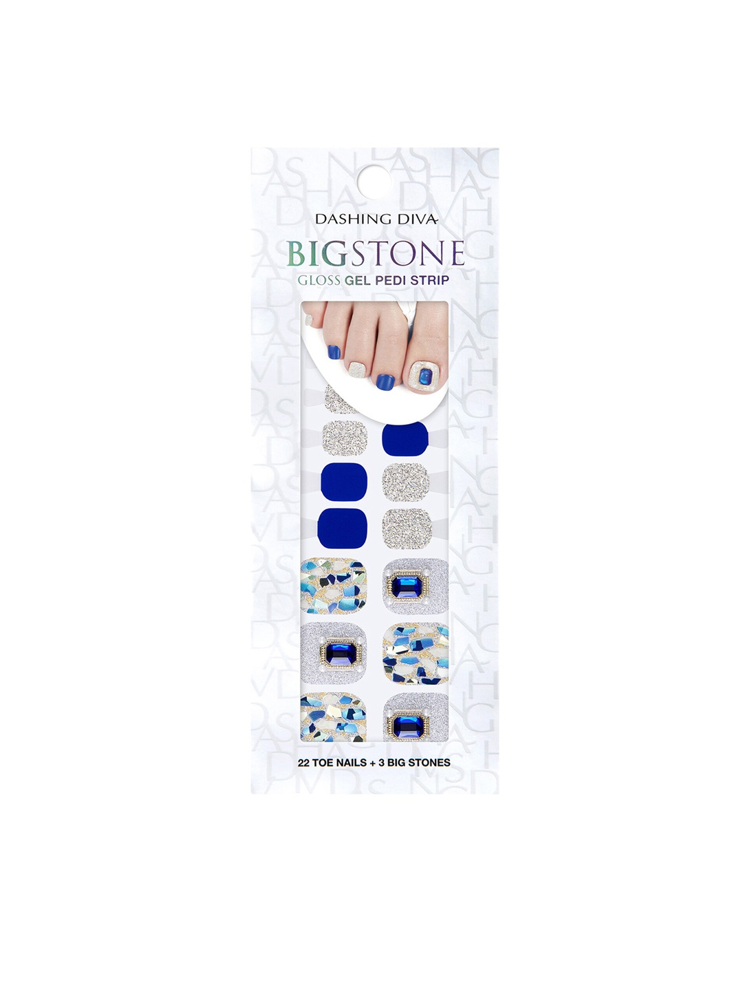 

Dashing Diva 22 Pcs Gloss Rigel Toe Artificial Nails, Blue