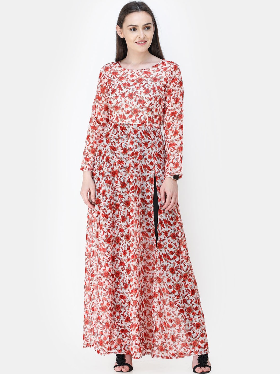 

SCORPIUS Floral Printed Longline Top, White
