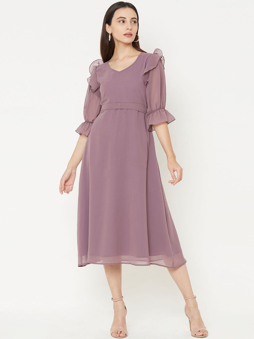 MISH Women Purple Solid A-Line Dress