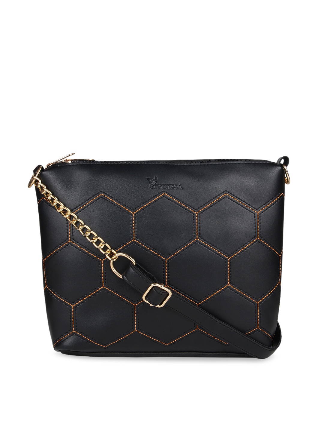 

Vivinkaa Black Textured Leather Sling Bag