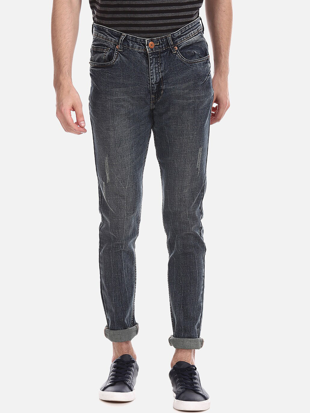 

Cherokee Men Grey Slim Fit Low-Rise Low Distress Jeans