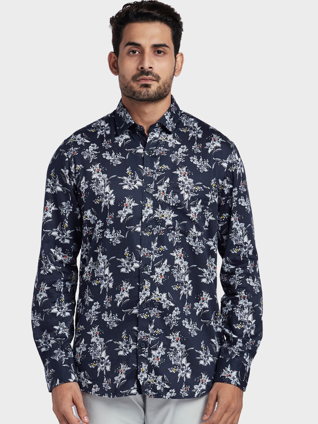 

ColorPlus Men Navy Blue Tailored Fit Printed Casual Shirt