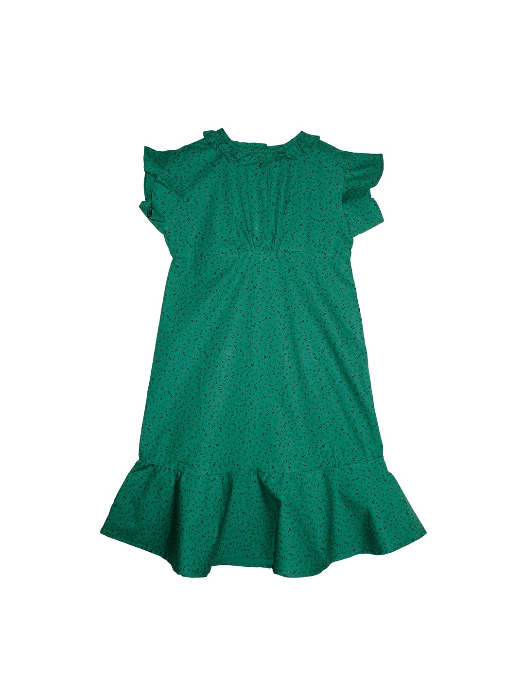 

KiddoPanti Girls Green Printed A-Line Dress