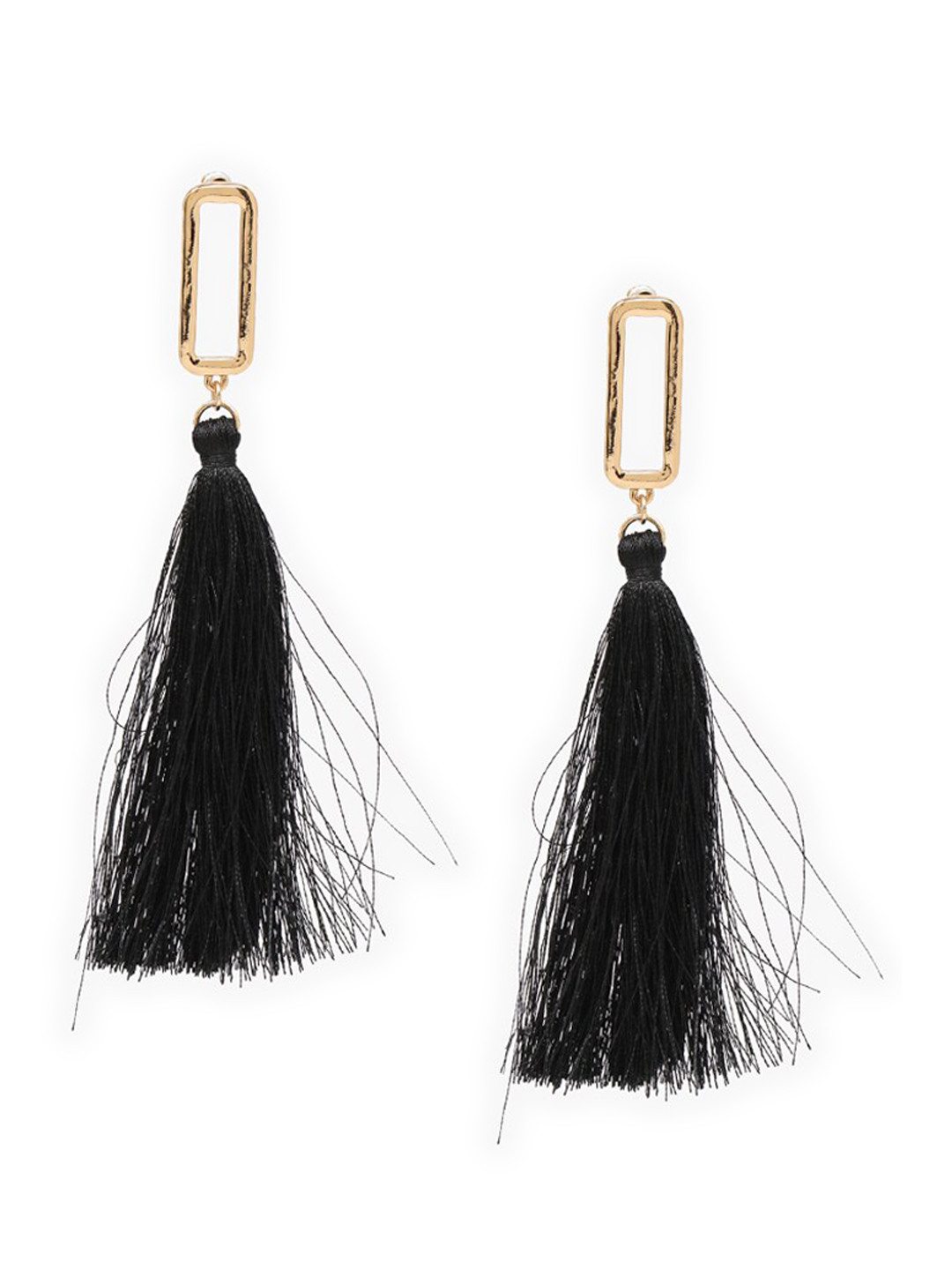

FOREVER 21 Black Teardrop Shaped Hoop Earrings