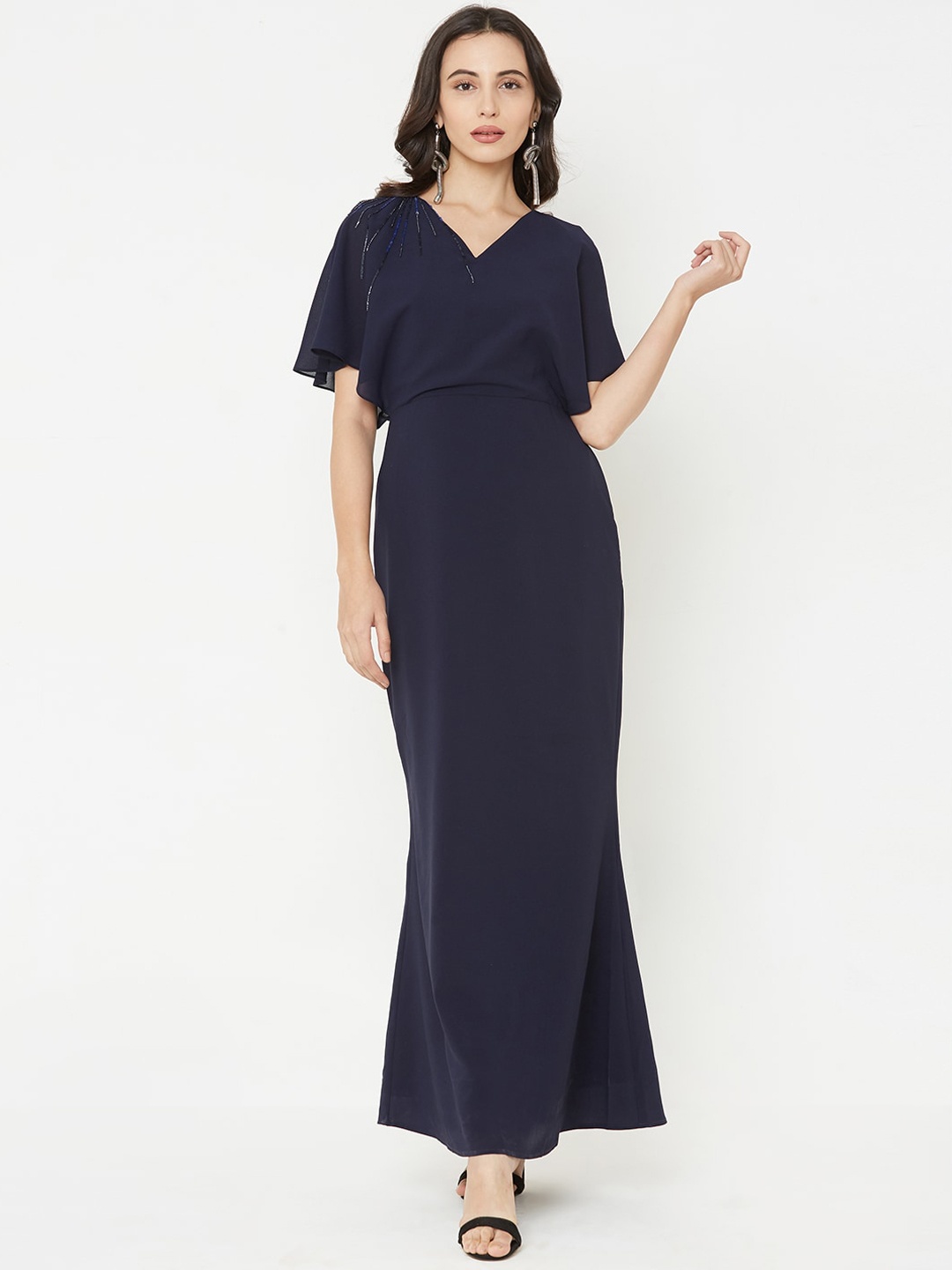 

MISH Women Navy Blue Solid Maxi Dress