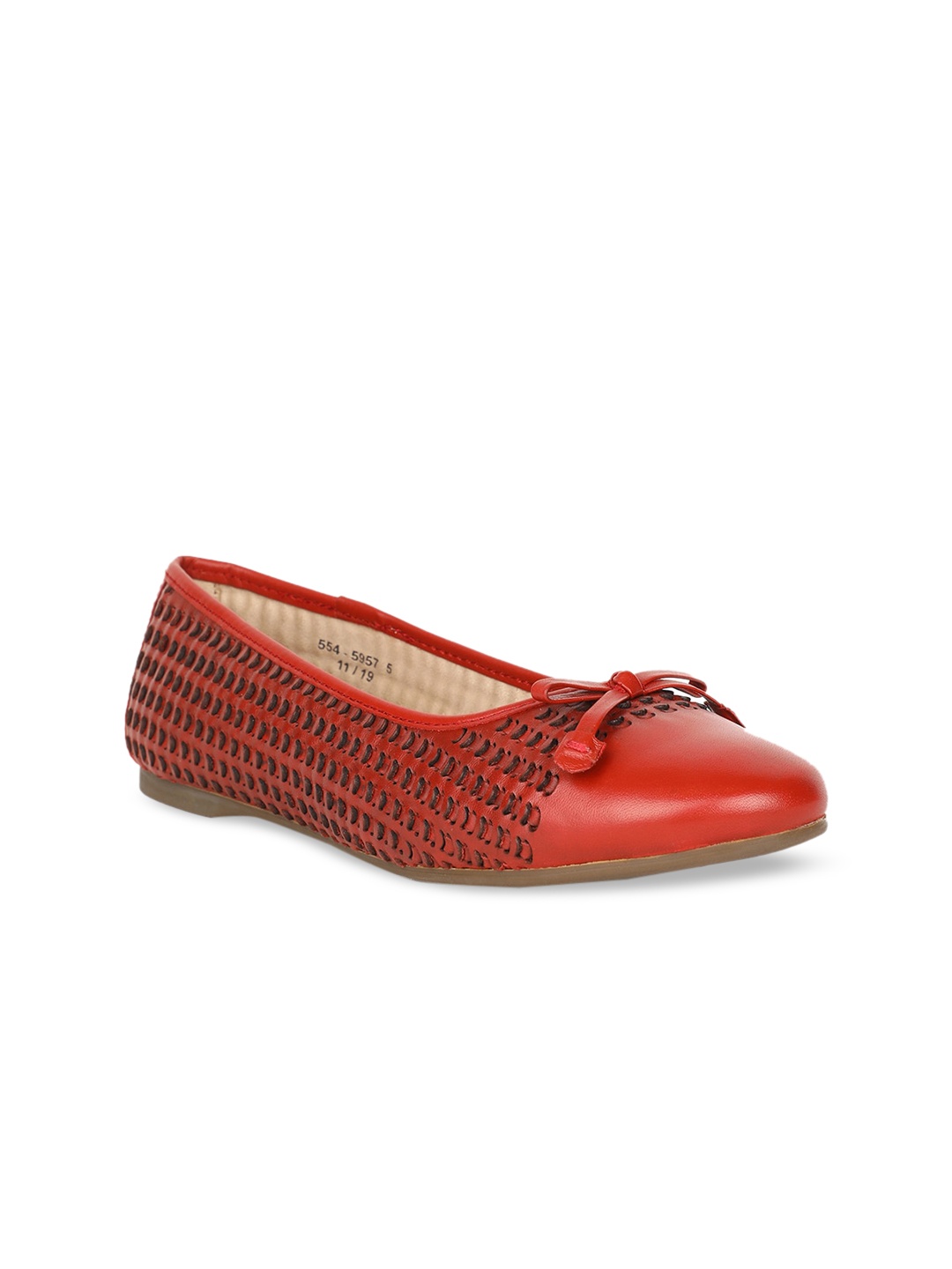 

Hush Puppies Women Red & Black Textured Ballerinas