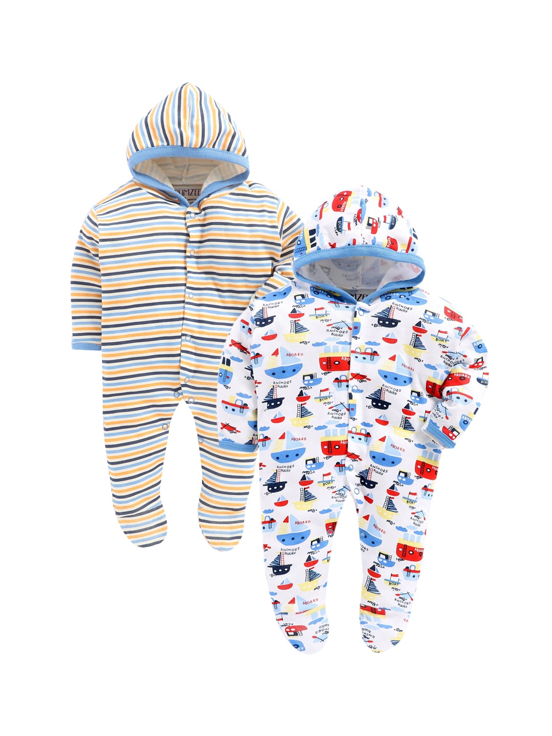

BUMZEE Infant Unisex Kids Set Of 2 Sleepsuits, Blue