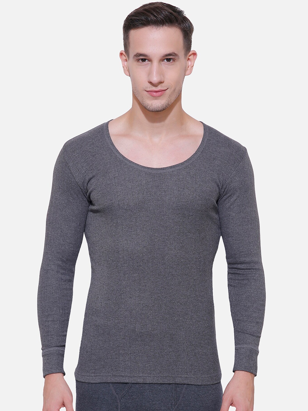 

BODYCARE INSIDER Men Charcoal Grey Solid Slim-Fit Thermal T-shirt