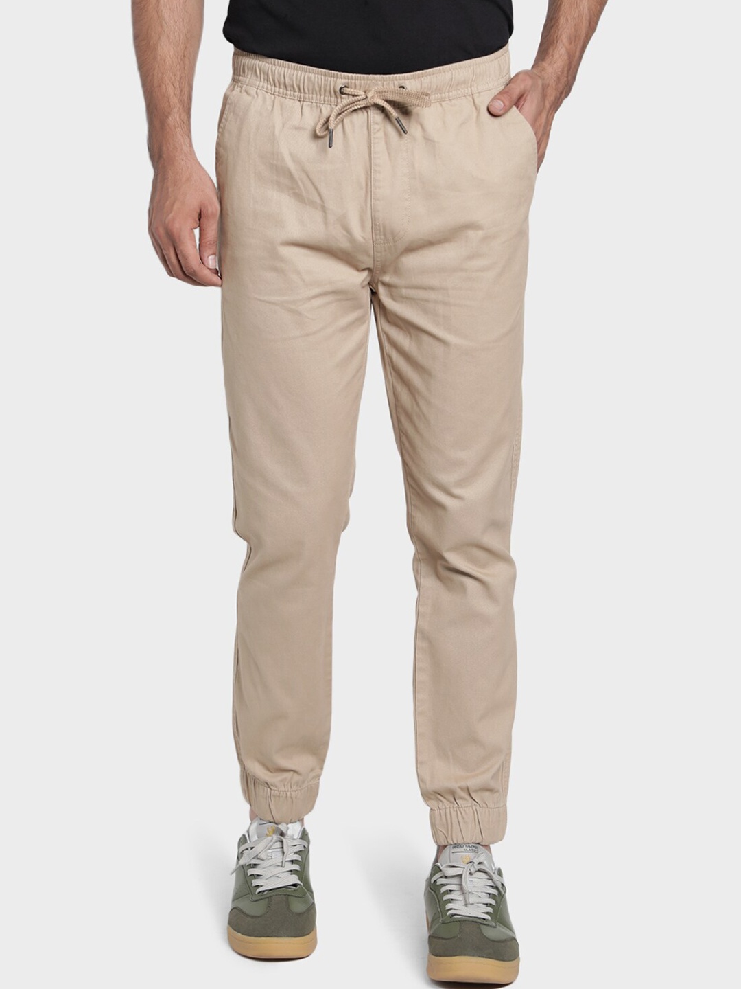 Red Tape Men Khaki Regular Fit Solid Joggers