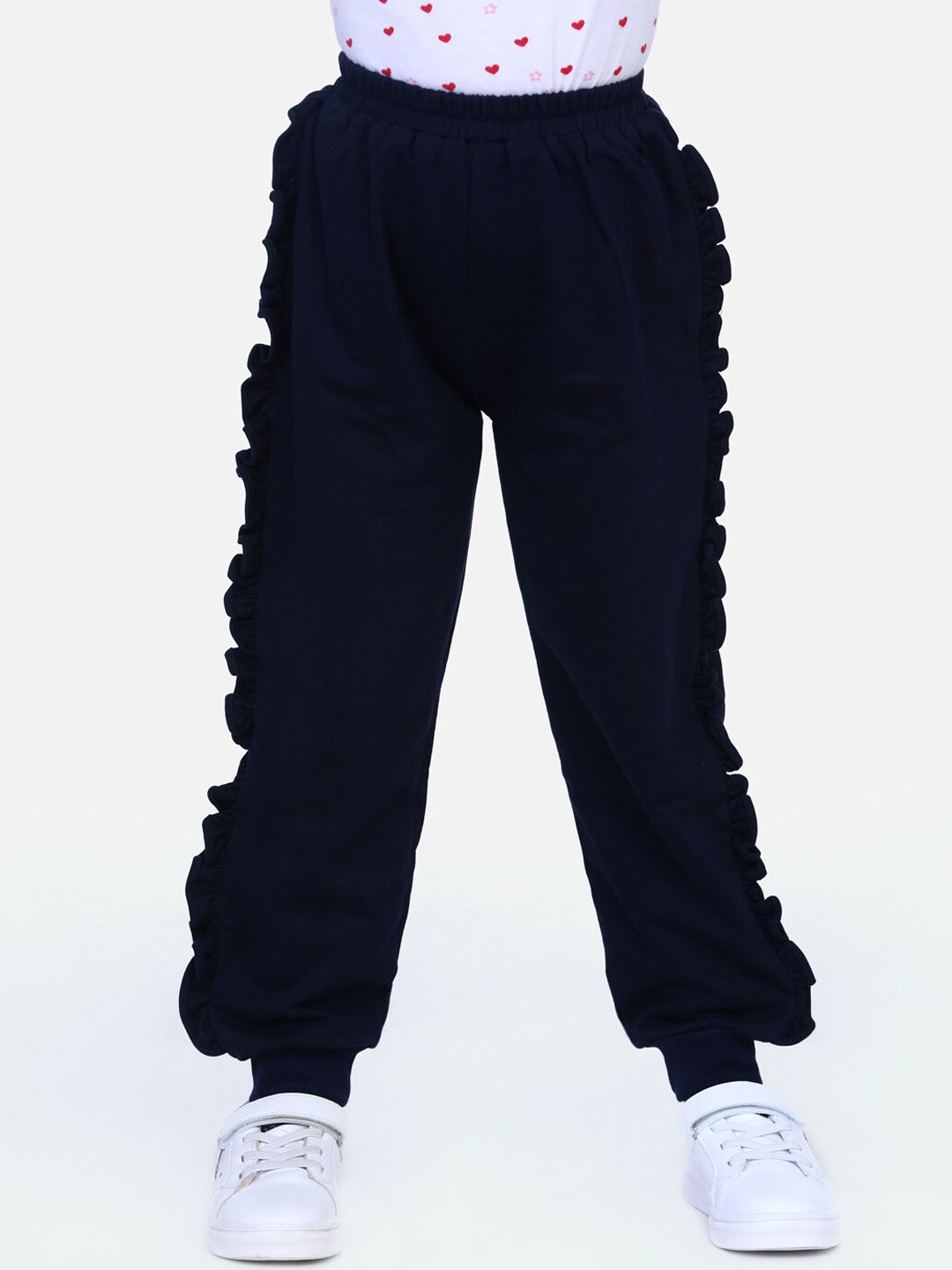 

LilPicks Girls Navy Blue Solid Slim-Fit Joggers
