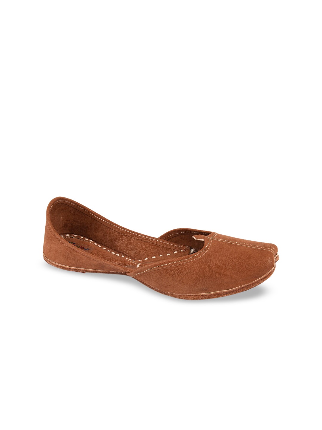 

DESI COLOUR Women Brown Solid Fabric Mojaris