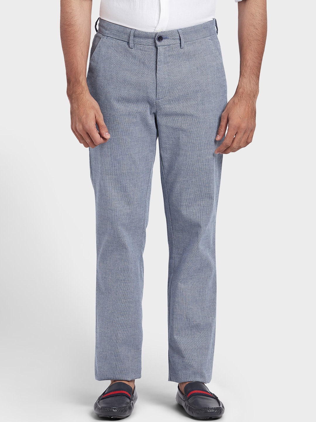 

ColorPlus Men Blue Solid Regular Trousers