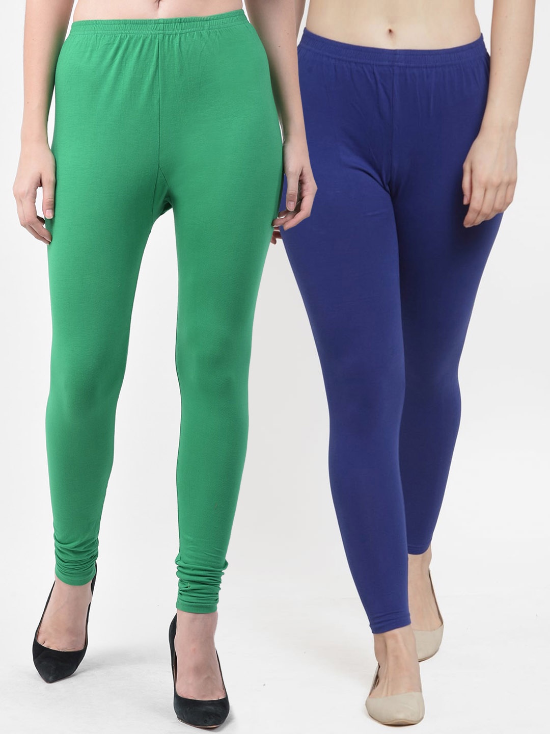 GRACIT Women Pack of 2 Solid Leggings, Blue