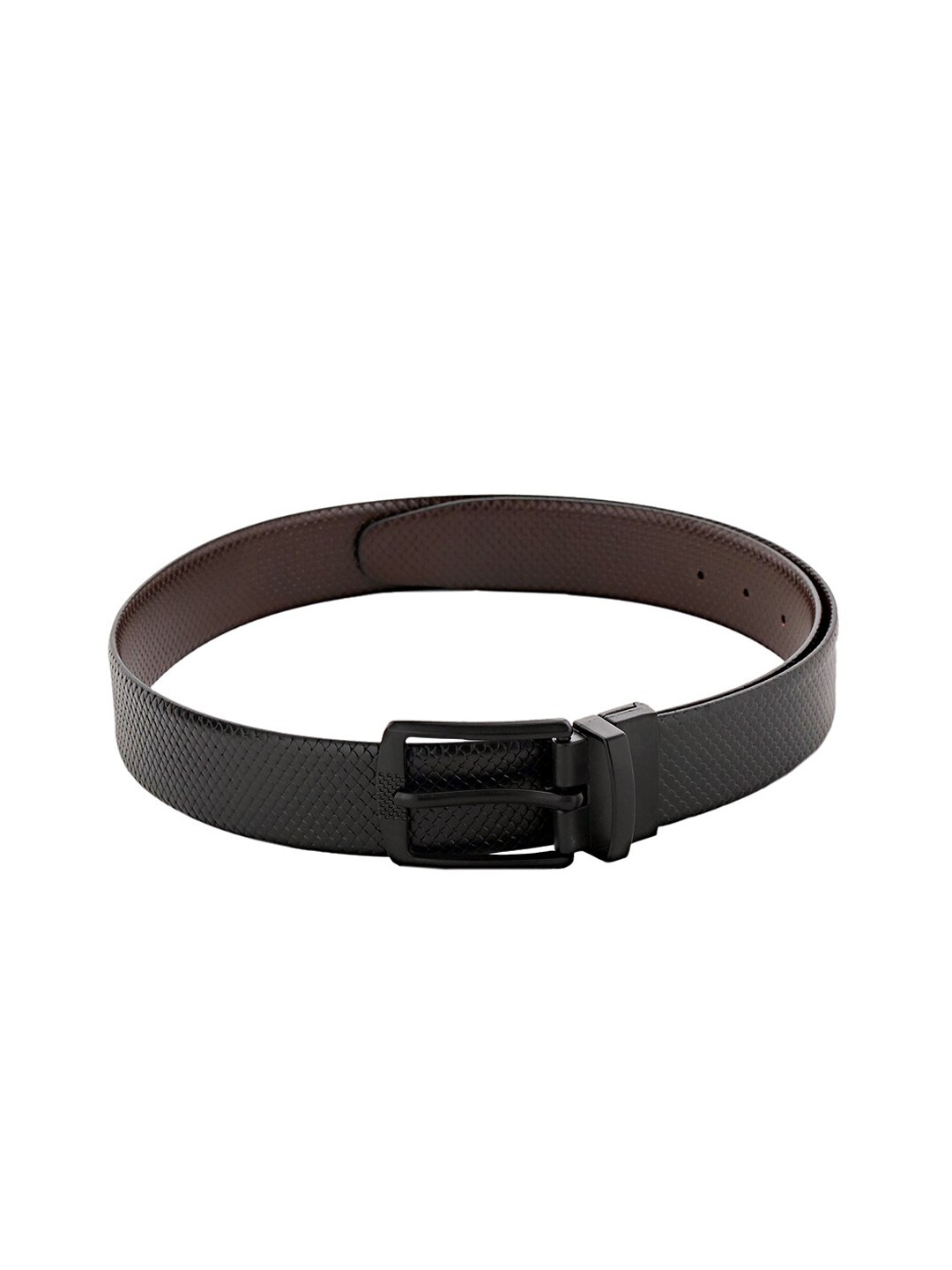 

WELBAWT Men Black Textured Leather Belt