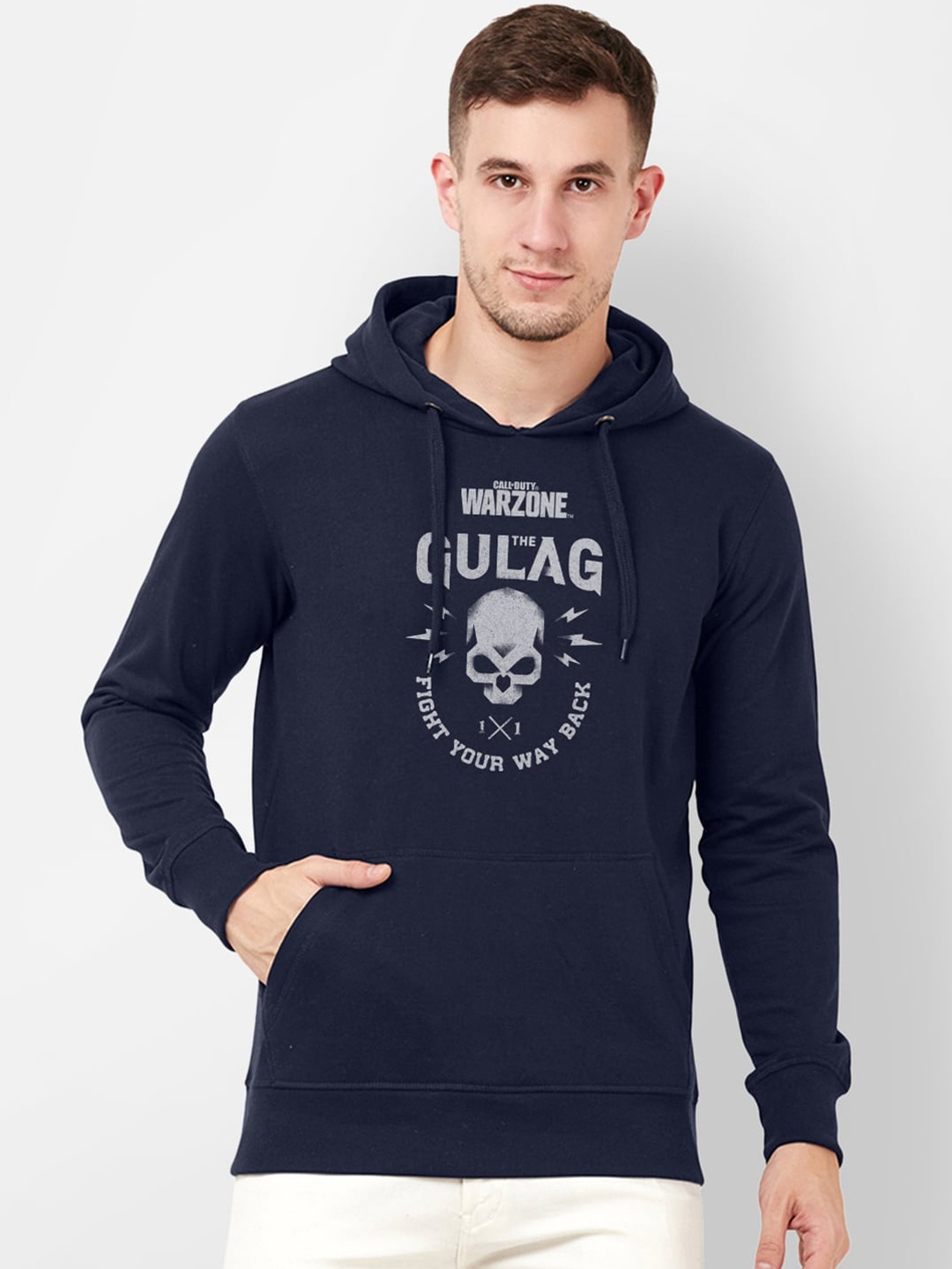 

Free Authority Men Navy Blue & Off-White Call Of Duty Printed Hooded Sweatshirt