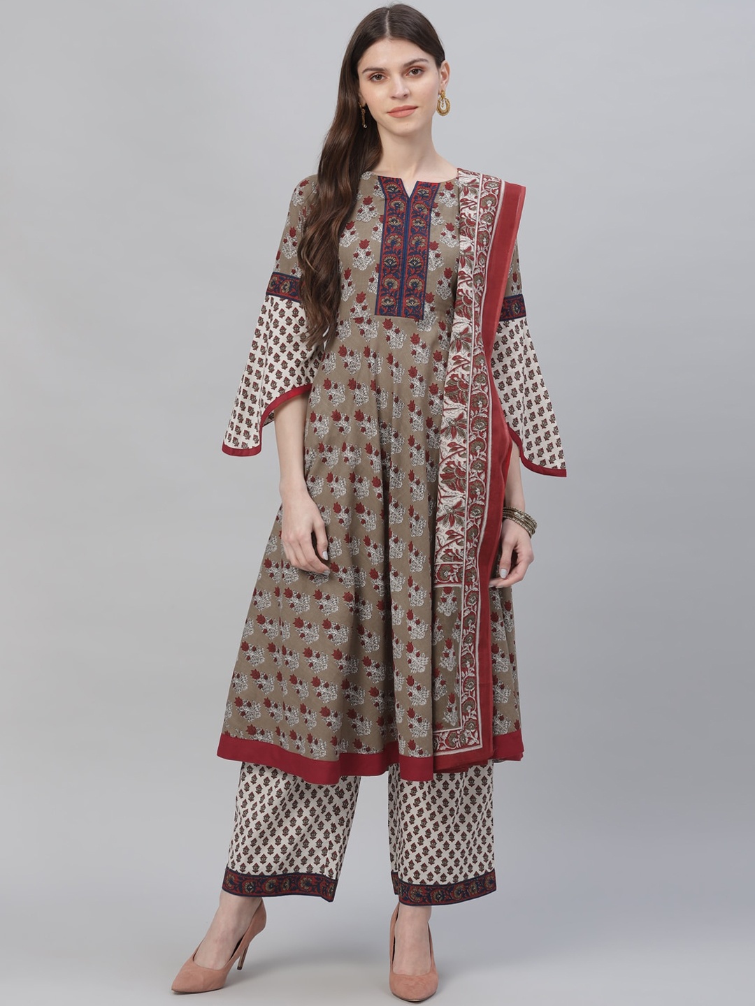 

Libas Women Multicoloured Printed Kurta with Palazzo & Dupatta, Multi