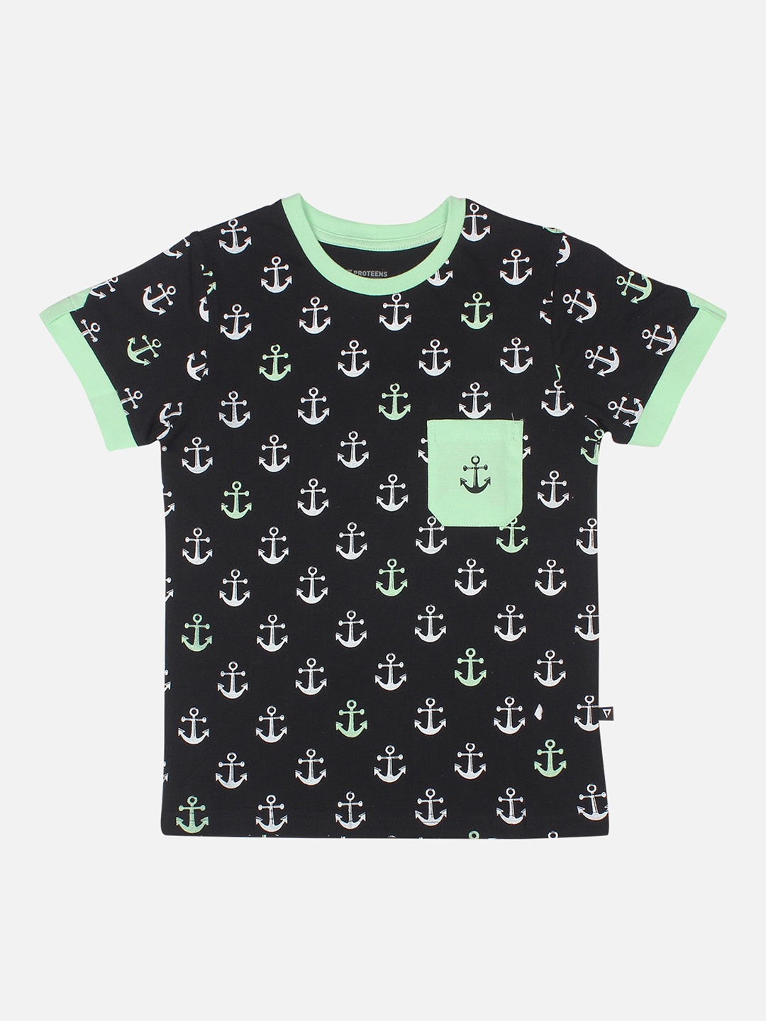 

PROTEENS Boys Black Printed Round Neck T-shirt