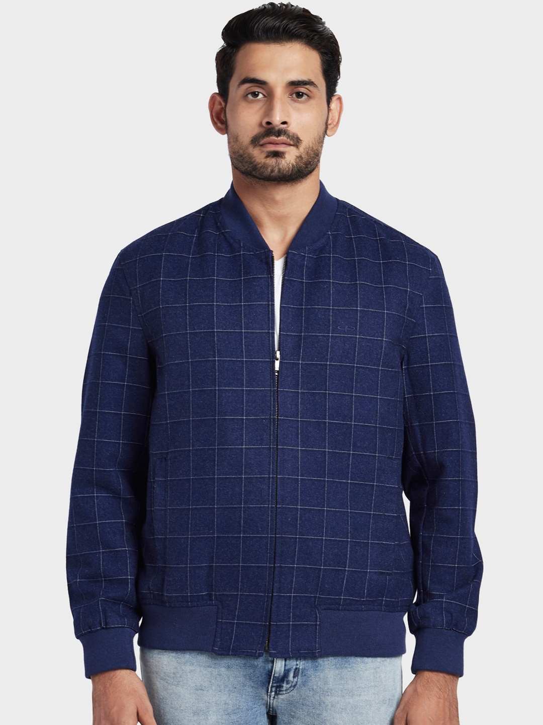 

ColorPlus Men Blue Checked Bomber