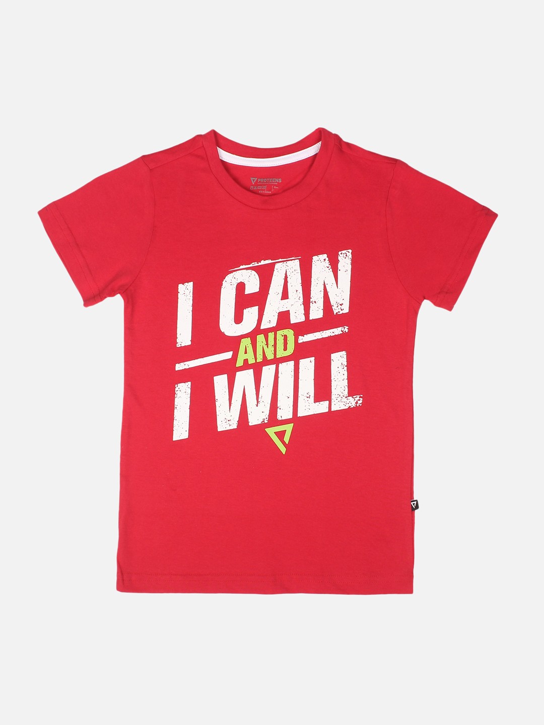 

PROTEENS Boys Red & White Printed Round Neck T-shirt