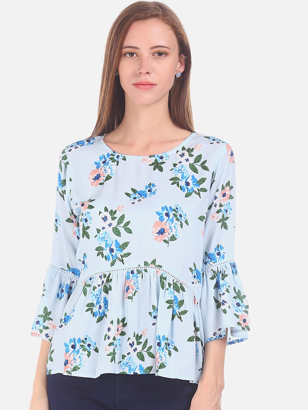 

Cherokee Women Blue Printed Top