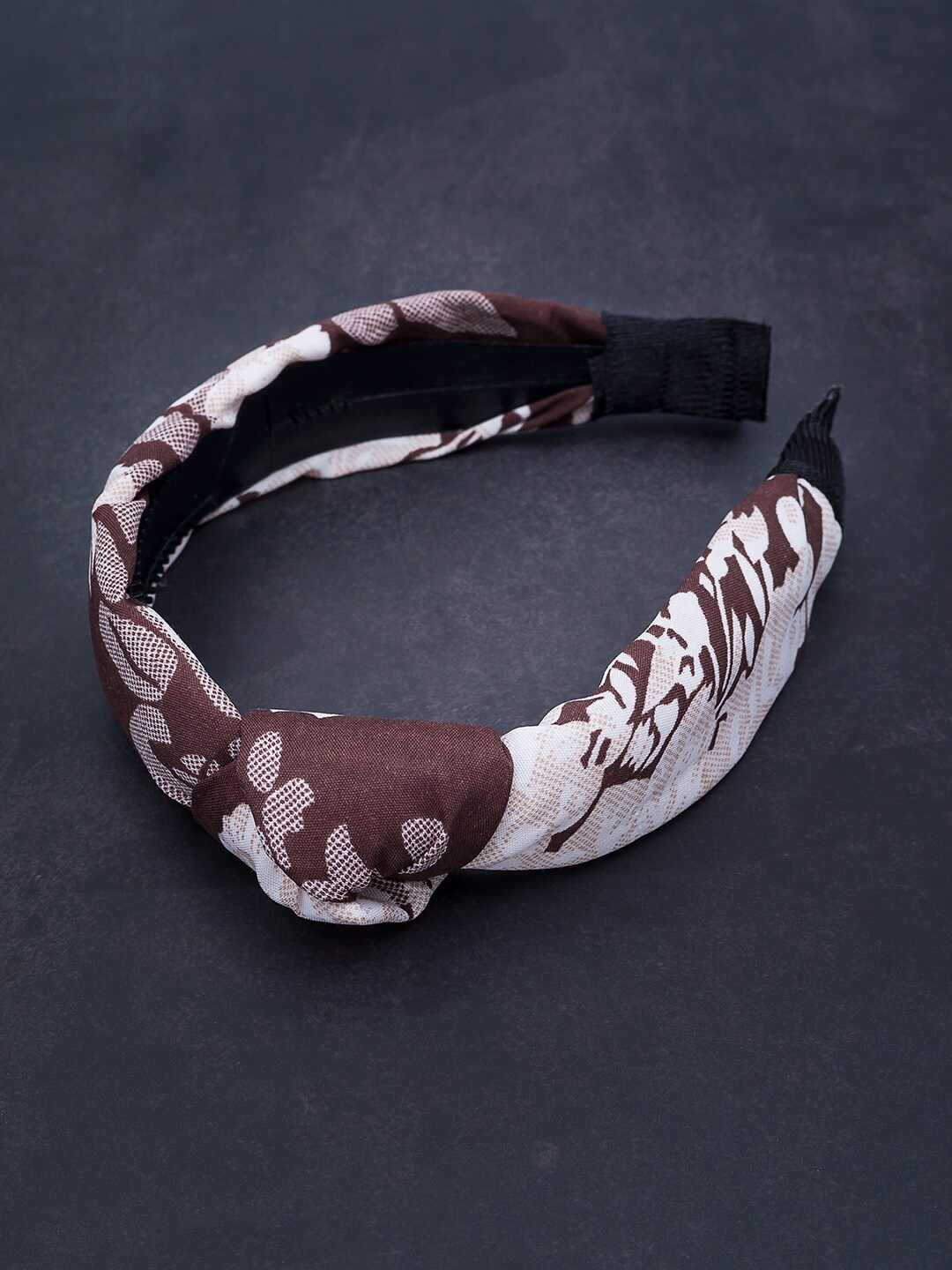 

Golden Peacock Brown Floral Printed Hairband