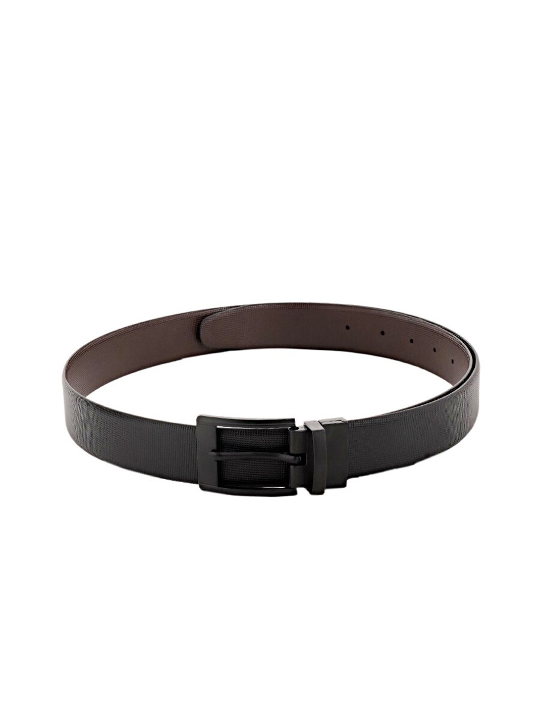 

WELBAWT Men Black Textured Leather Belt