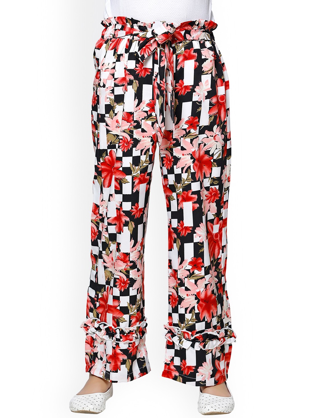 

Cutiekins Girls Red & Black Printed Straight Palazzos