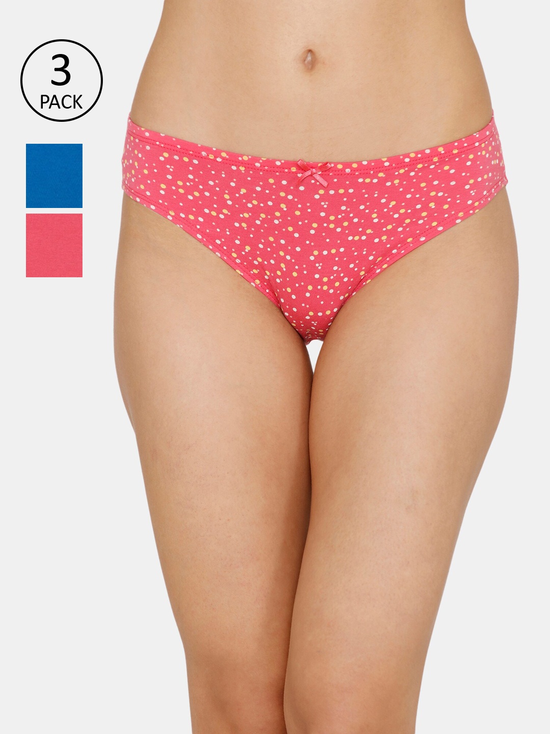 

Zivame Pack of 3 Bikini Low Rise Anti-Microbial Briefs ZI2414COREPORNG, Blue