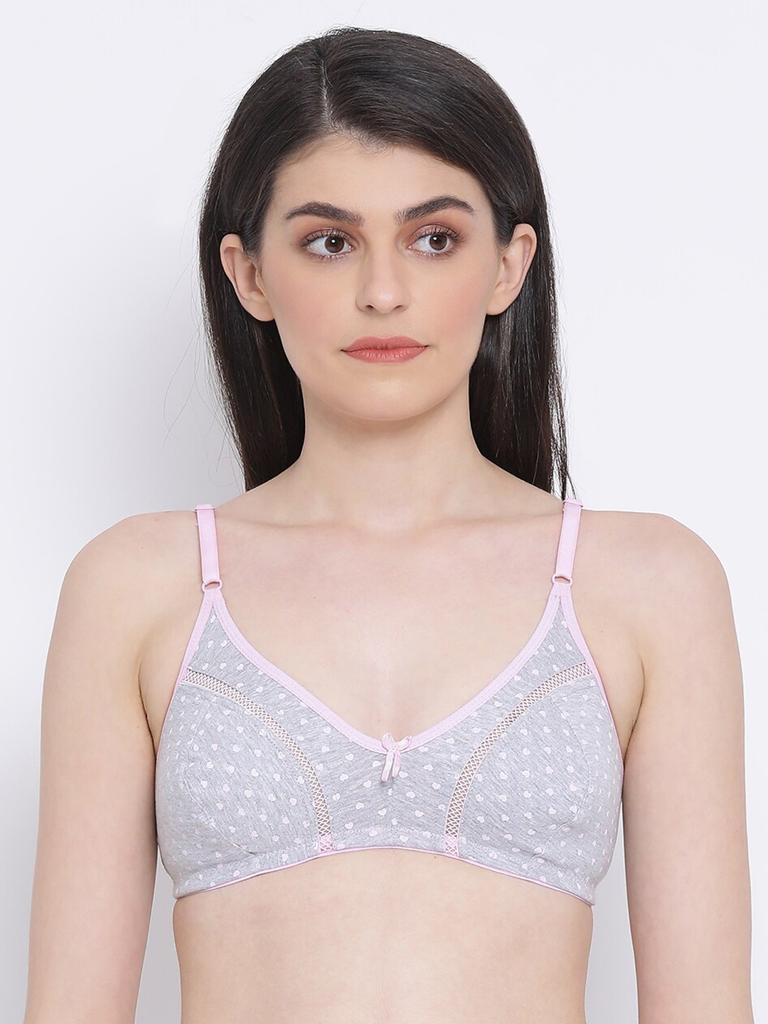 

Clovia Grey Printed Non-Wired Non Padded Everyday Bra BR1131C0132B