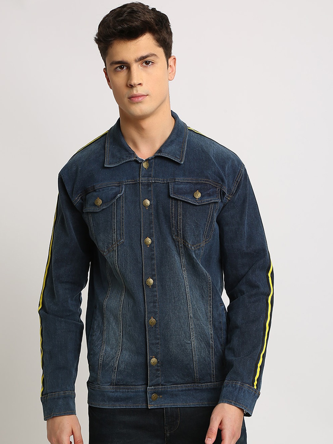 VOXATI Men Blue Solid Denim Jacket