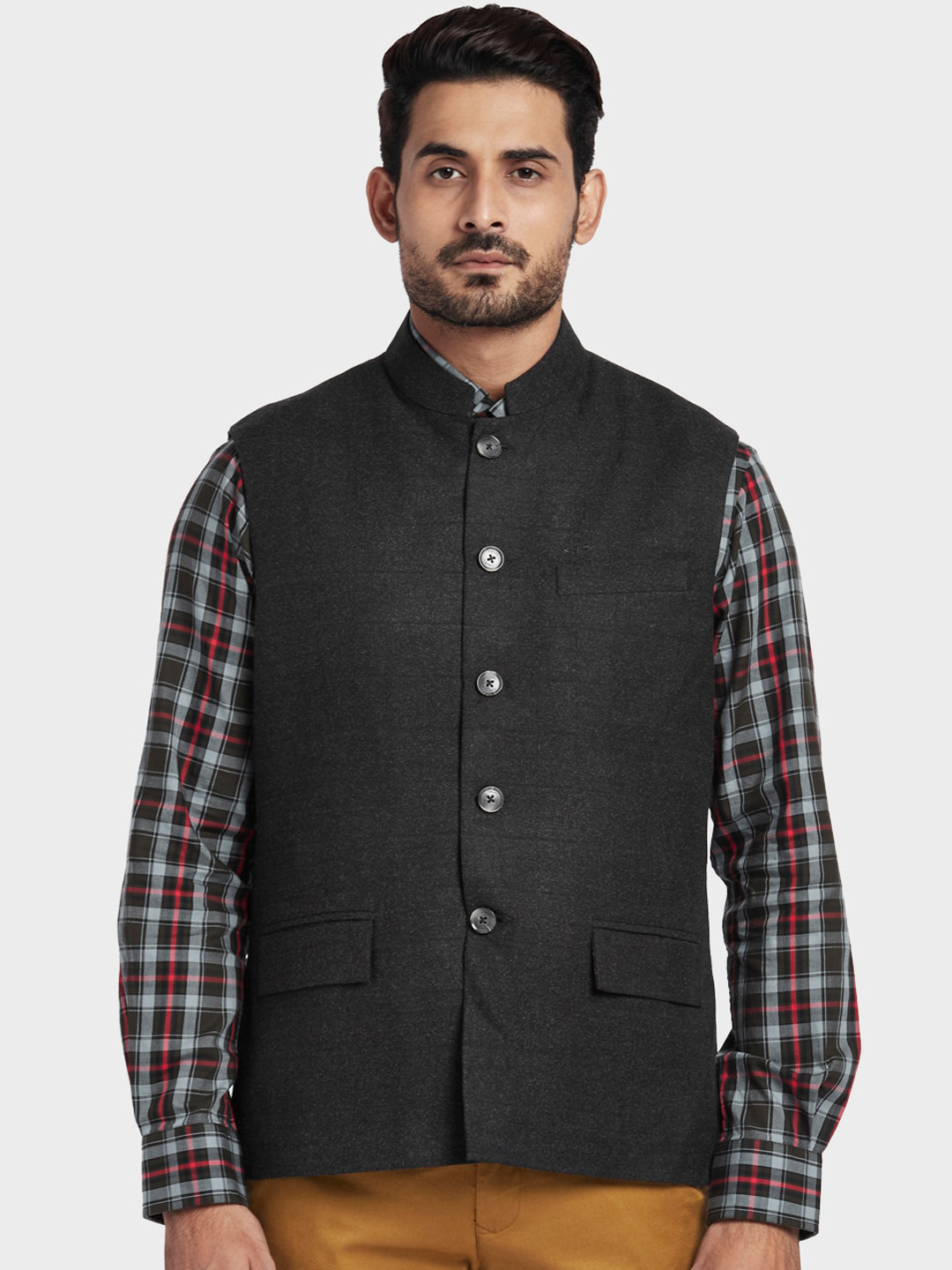 

ColorPlus Men Grey Solid Tailored Jacket
