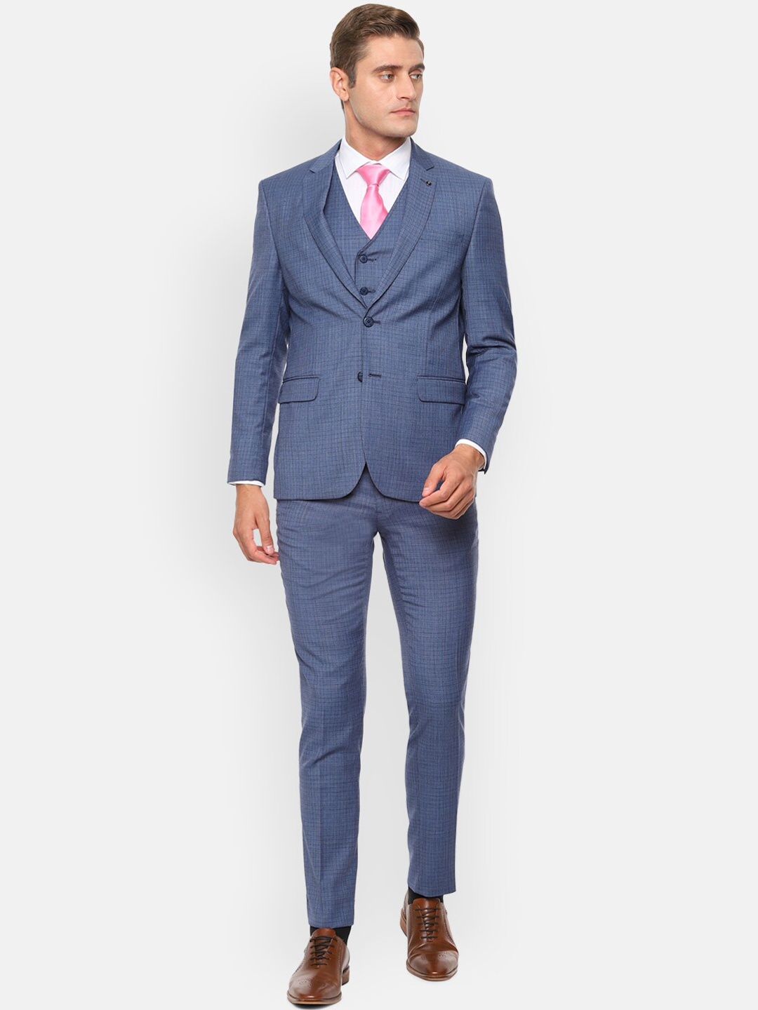 

Van Heusen Men Blue Checked 4 Piece Suit