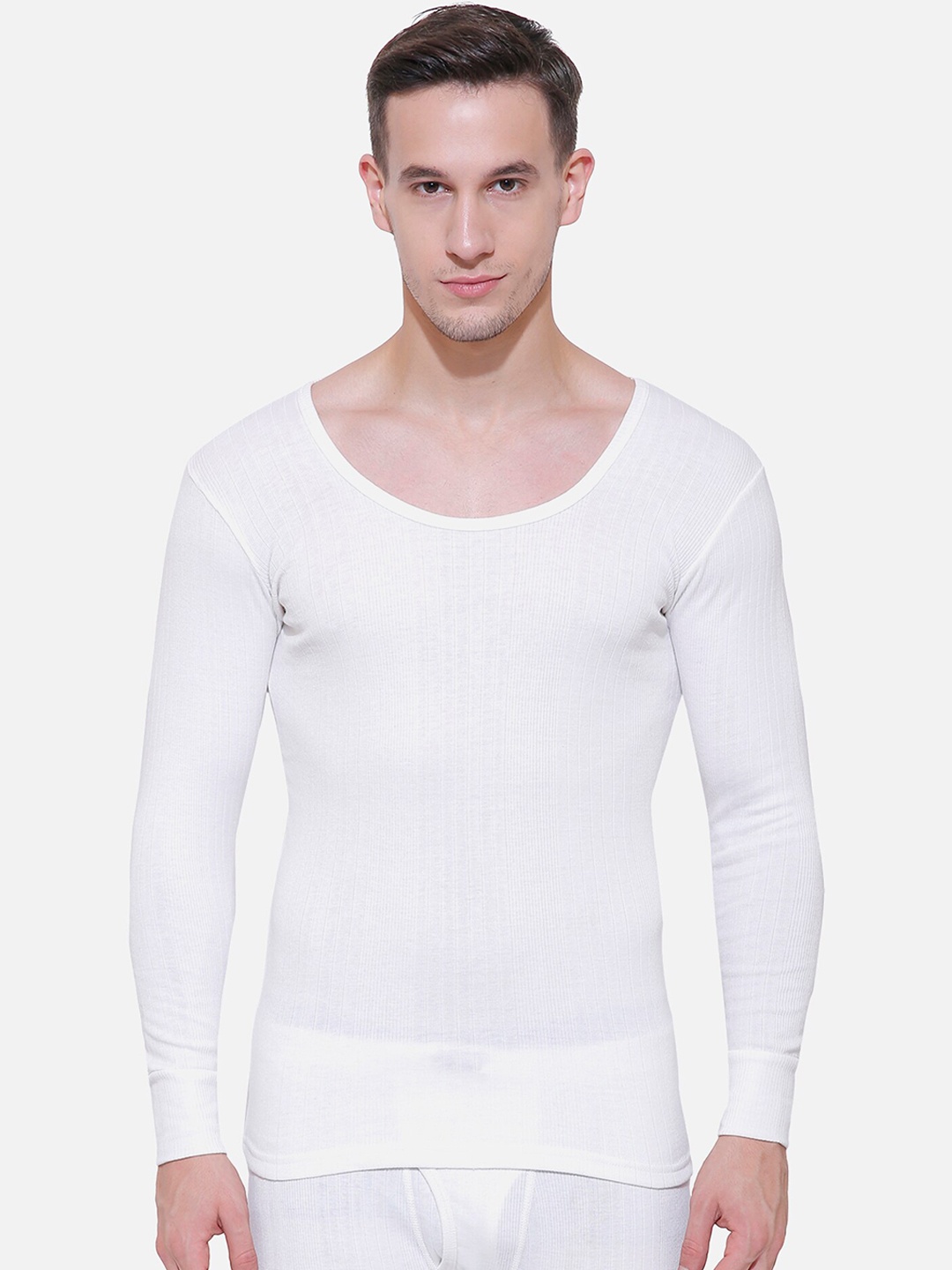 

BODYCARE INSIDER Men Off White Striped Slim-Fit Thermal T-shirt